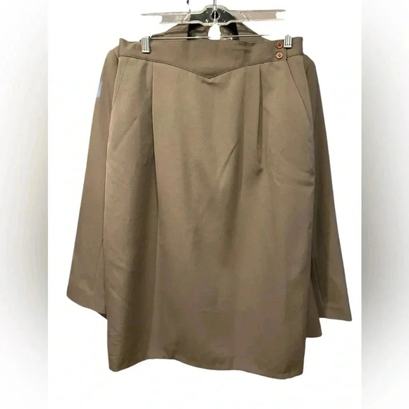Christian Dior 100%wool khaki green skirt sets (2pcs) size 14 - Picture 8 of 13